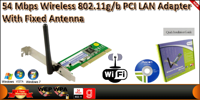 54 Mbps Wireless 802.11g/b PCI LAN Adapter With Fi