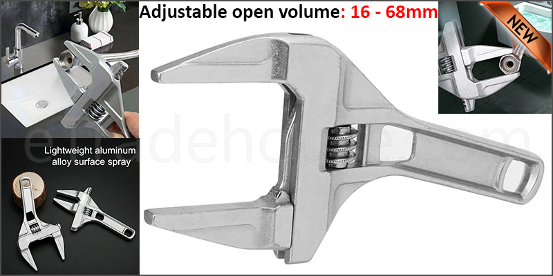  Adjustable Wrench16-68mm Large Opening Bathroom Spanner Wrench Nut Key Hand Tool
