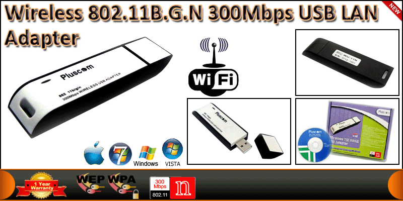 300 Mbps Wireless 802.11n USB LAN Adapter