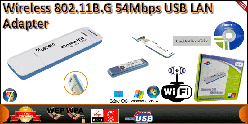 54 Mbps Wireless 802.11g/b USB2.0 LAN Adapter