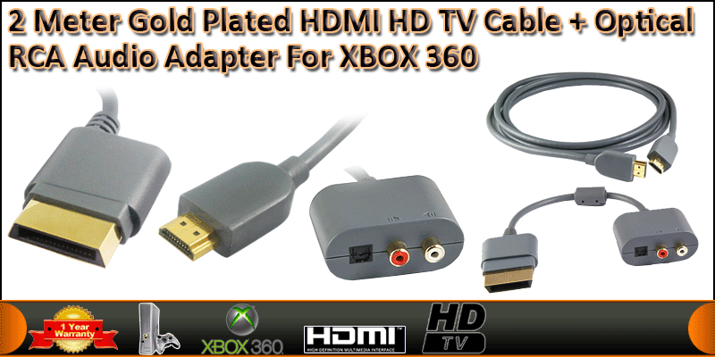 2 Meter Gold plated HDMI AV Cable + Optical RCA Au
