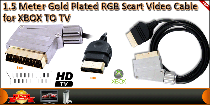 1.5 Meter Gold Plated RGB Scart Video Cable for XB