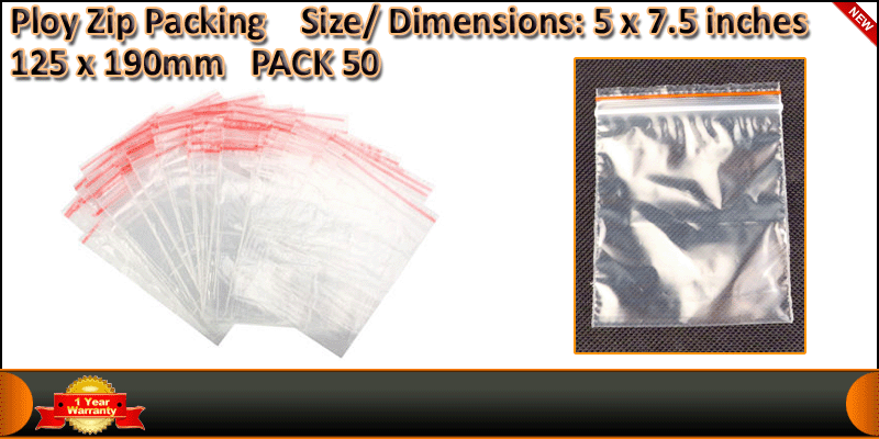 50 * ZIP LOCK BAGS 5 * 7.5 Inches RECLOSABLE POLY 