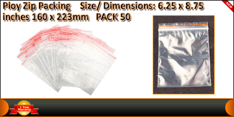 50 * ZIP LOCK BAGS 6.25*8.75 Inches RECLOSABLE POL