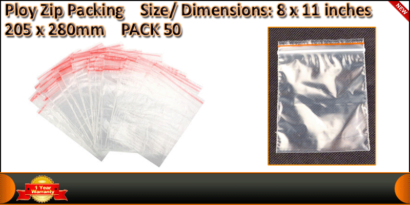 50 * ZIP LOCK BAGS 8*11 Inches RECLOSABLE POLY PLA