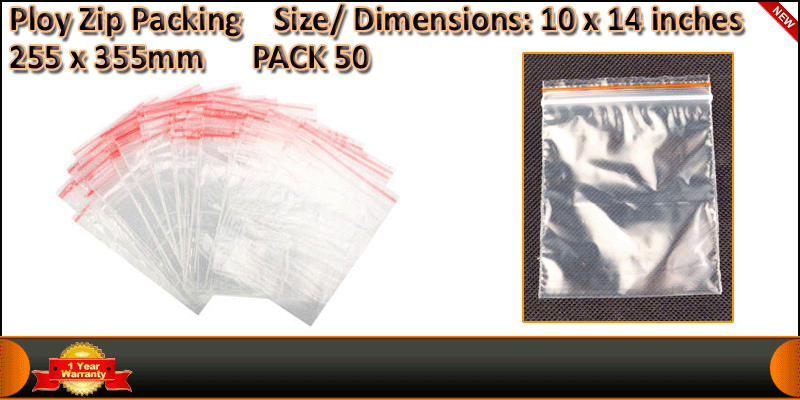 50 * ZIP LOCK BAGS 10*14 Inches RECLOSABLE POLY PL