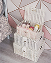 Storage Basket Hamper Resin Woven White Set of 3 Box With Lid & Lock