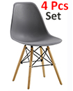 Plastic Designer Style Dining Chairs Eiffel Retro Lounge Office Chair 4 IN ONE PACKAGE COLOUR GREY