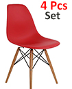 Plastic Designer Style Dining Chairs Eiffel Retro Lounge Office Chair 4 IN ONE PACKAGE COLOUR RED
