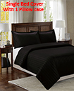 Satin Stripe Duvet Cover with Pillow Cases Non Iron Quilt Cover Single Bedding Bedroom Set