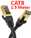 CAT8 Ethernet Network Cable 40Gbps LAN Patch Cord SSPT Gigabit Lot 1.5M black color