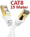 CAT8 Ethernet Network Cable 40Gbps LAN Patch Cord SSPT Gigabit Lot 15M white color