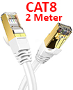 CAT8 Ethernet Network Cable 40Gbps LAN Patch Cord SSPT Gigabit Lot 2M white color