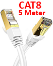 CAT8 Ethernet Network Cable 40Gbps LAN Patch Cord SSPT Gigabit Lot 5M white color