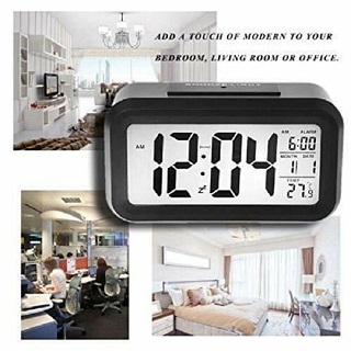 Digital Bedside LED Snooze Alarm Clock Time Temperature Day/Night Mode Clock