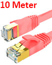 Flat CAT7 Ethernet Network Cable LAN Patch Cord SSPT Gigabit Lot 10M  red color