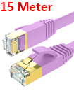 Flat CAT7 Ethernet Network Cable LAN Patch Cord SSPT Gigabit Lot 15M  purple color