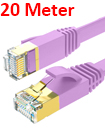 Flat CAT7 Ethernet Network Cable LAN Patch Cord SSPT Gigabit Lot 20M purple color