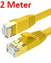 Flat CAT7 Ethernet Network Cable LAN Patch Cord SSPT Gigabit Lot 2M yellow color