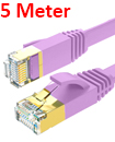 Flat CAT7 Ethernet Network Cable LAN Patch Cord SSPT Gigabit Lot 5M purple color