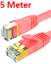 Flat CAT7 Ethernet Network Cable LAN Patch Cord SSPT Gigabit Lot 5M red color