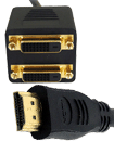 HDMI Male to 2 DVI-D Female Gold Plated Adapter Ca