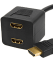 Gold HDMI Male to Dual HDMI Female 1 to 2 Way Y Sp