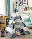 Kids childrens play tent childs garden or indoor toy 5' Canvas Grey stripe
