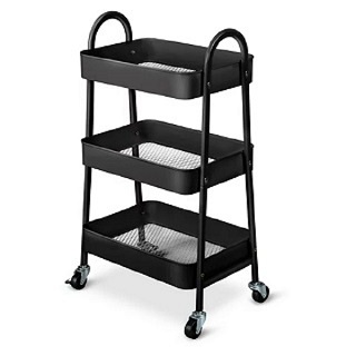 3 Tiers Side Trolley Cart Movable Salon Shelf Kitchen Storage Rack
