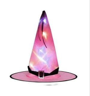 LED Glowing Witch Hat Halloween Tree Hanging Decor Light Up Witches Caps