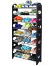 8 Tier Shoe Storage Shelf Rack Organizer Shelf Stand Black Free Standing Holds 24 Pairs