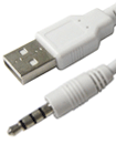 USB to 3.5mm Jack Plug Data Power Cable (White)