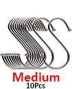 10 Stainless Steel Metal S Hooks Kitchen Utensil Hanger Cloths Hanging Rail Medium size