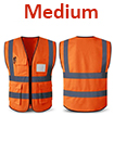 Orange Hi Vis High Viz Visibility Vest  Waistcoat Safety with pockets Medium