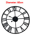 60cm Traditional Vintage Style Iron Wall Clock Roman Numerals Home Decor Gift