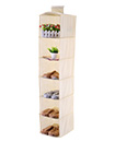  6 Tier Hanging Wardrobe Storage Shelf Foldable Collapsible Shoe Garment Clothes Organizer
