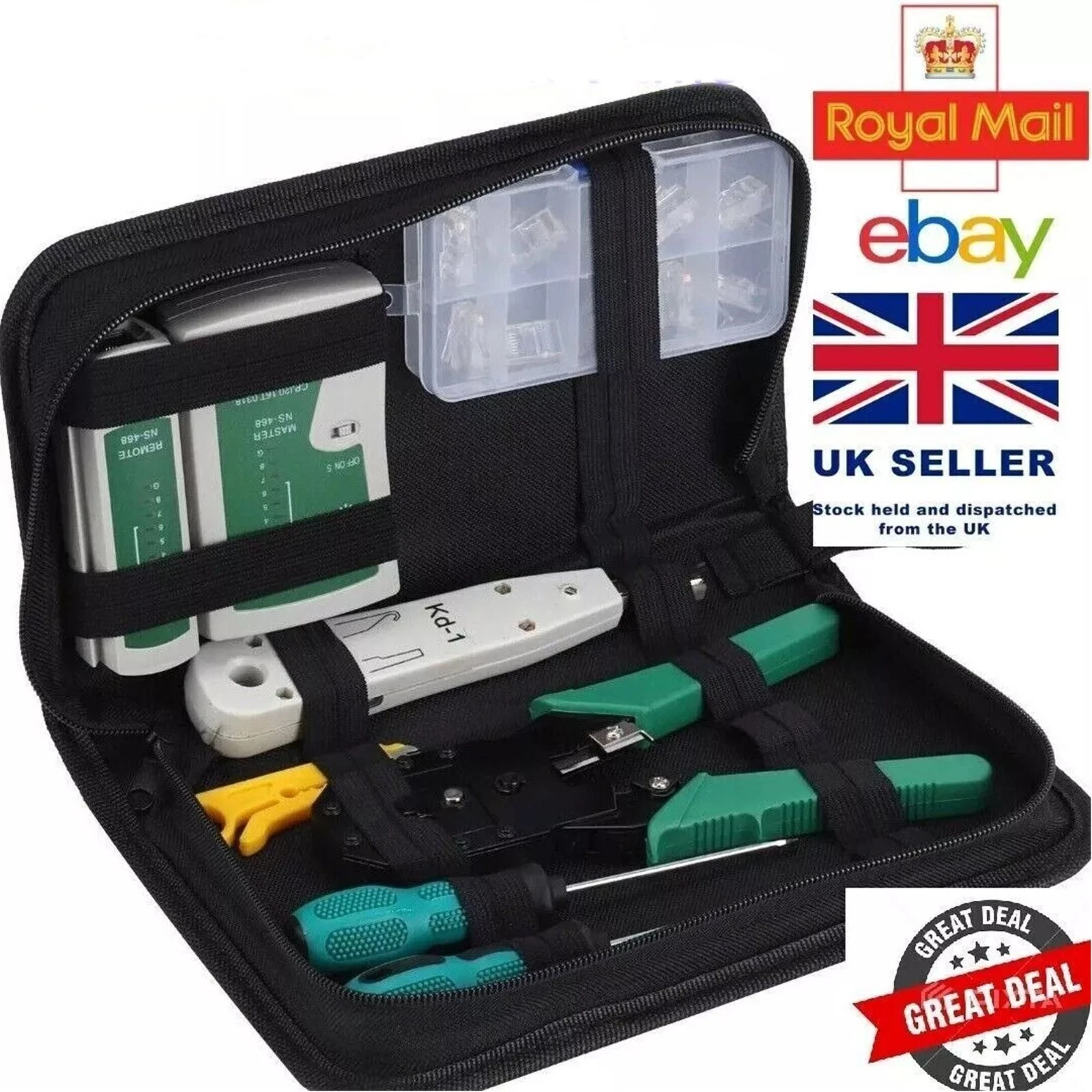 COMPLETE RJ45 NETWORK TOOL KIT CABLE CRIMPING CRIMPER TESTER PUNCH DOWN SET